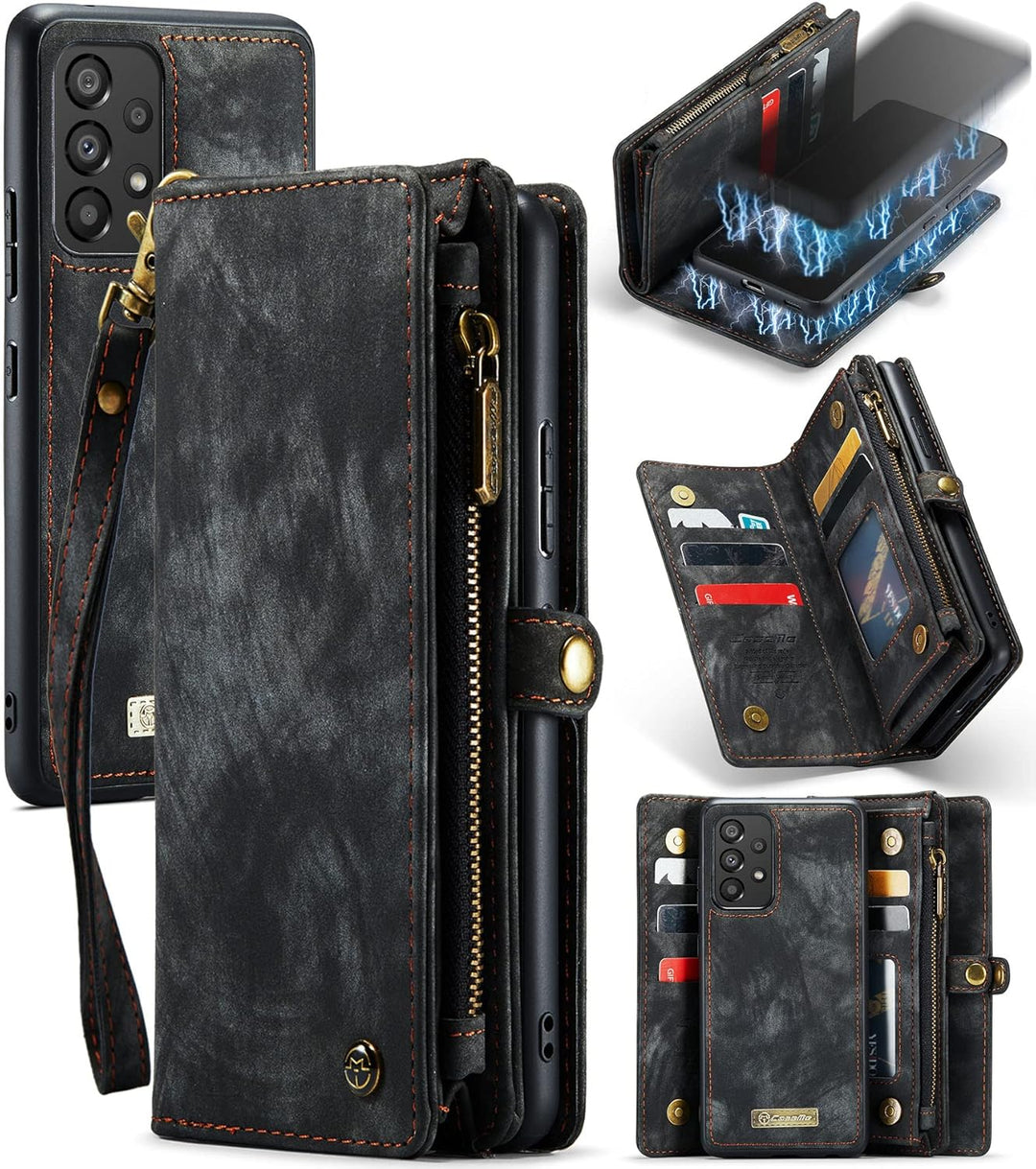 UFinetech Samsung A53 Hülle, Stossfest TPU Leder Flip Tasche Samsung Galaxy A53 5G Handyhülle, Magne