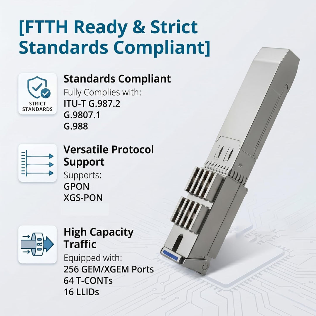 XGSPON ONU Stick SFP+ Transceiver, 10G symmetrisches Glasfaser-Gateway-Modul, langlebige Metallhalte
