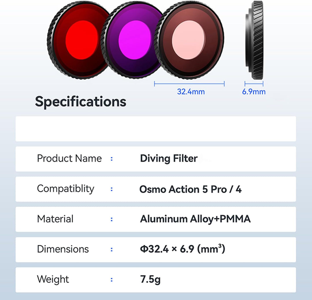 Wasserdichter Tauchfilter, Objektivschutz für DJI Osmo Action 5 Pro/Action 4 Sportkamera, Anti-Besch