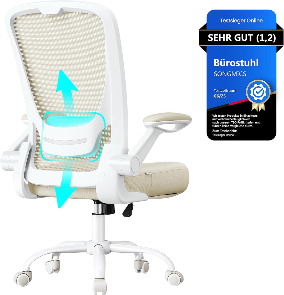 SONGMICS Bürostuhl, Schreibtischstuhl, Drehstuhl mit Netzbespannung, ergonomisch, gepolsterte Lenden