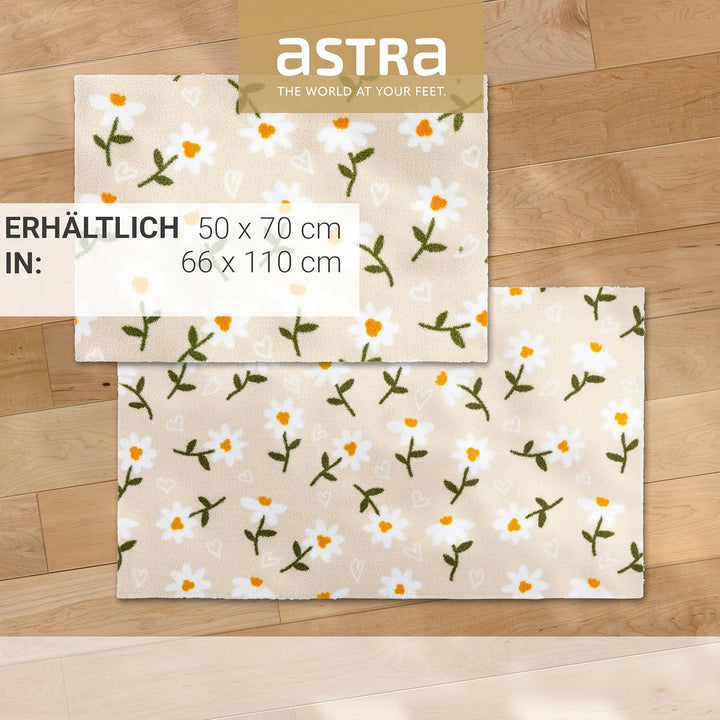 Astra rutschfeste Sauberlaufmatte innen - Gänseblümchen beige 50 x 70 cm - Wohnraum Fussmatte Design
