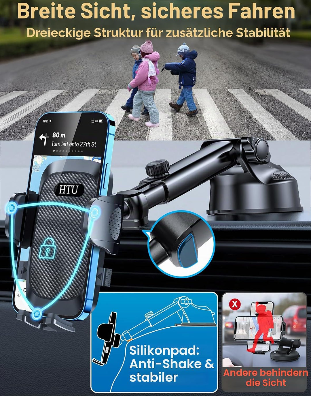 【Militär-Klasse】4 in 1 Handyhalterung Auto【Tärkst Saugnapf &amp; Clip】Federungskapazität 36KG 360° Drehb