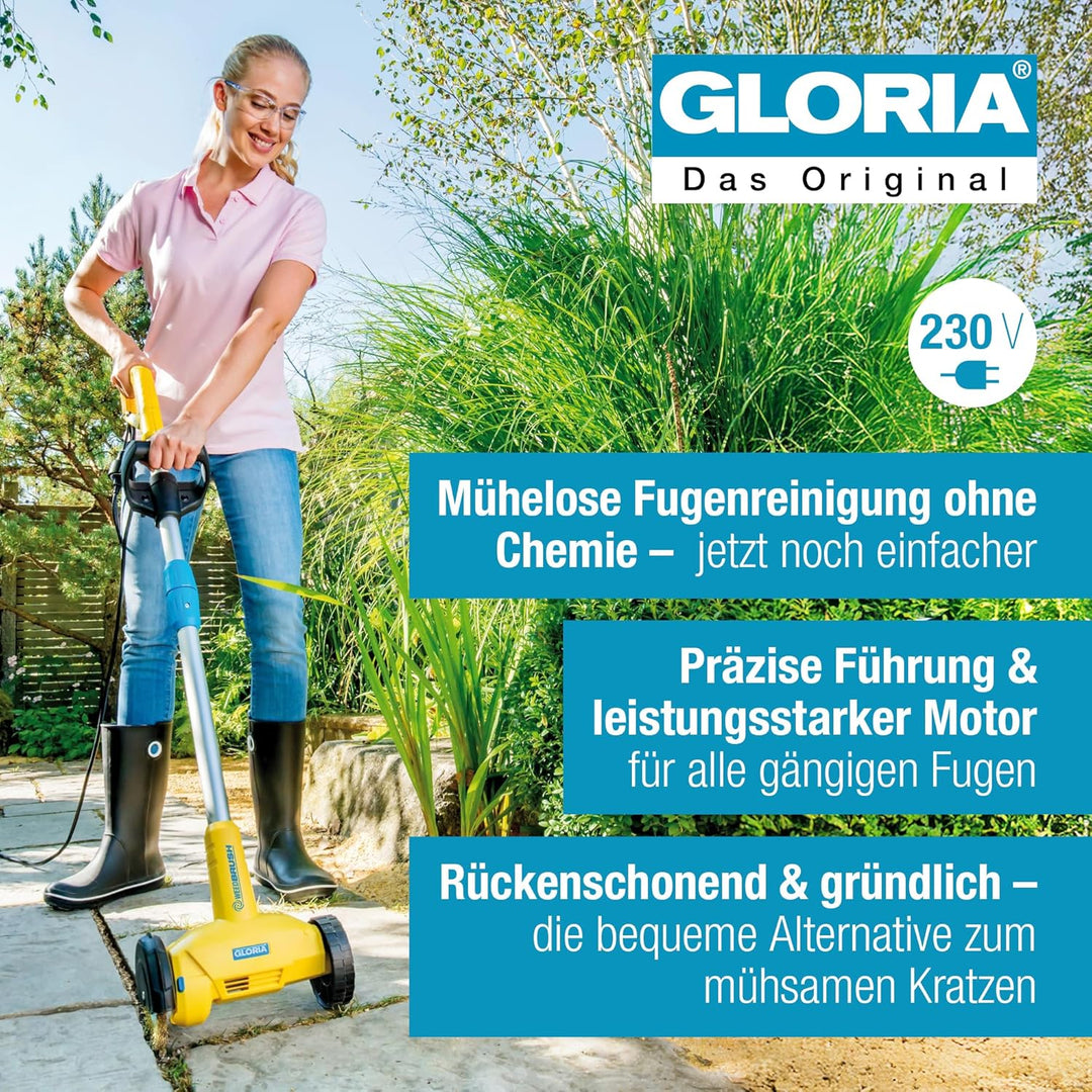 GLORIA Fugenreiniger WeedBrush | Elektrischer Fugenkratzer | Unkrautbürste | Zwischen Terrassenplatt