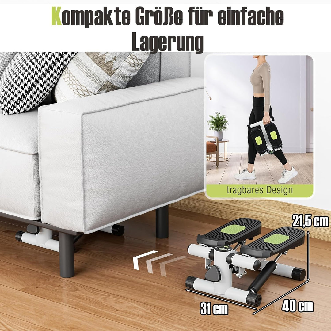 COSTWAY Mini-Stepper mit Widerstandbändern, Twist Stepper mit verstellbarem Widerstand & LCD Anzeige