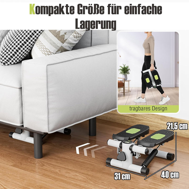 COSTWAY Mini-Stepper mit Widerstandbändern, Twist Stepper mit verstellbarem Widerstand & LCD Anzeige