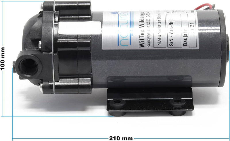 Naturewater Booster Pumpe 400 GPD (1514 l/Tag) 96W Druckerhöhungspumpe für Umkehrosmoseanlagen