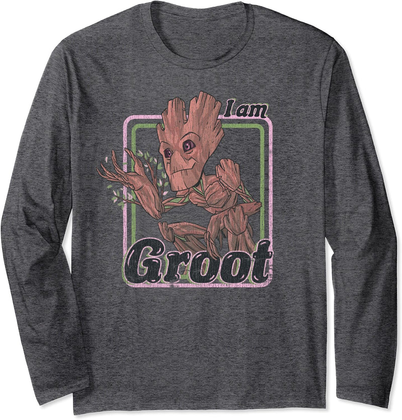 Marvel Guardians Of The Galaxy I Am Groot Retro Portrait Langarmshirt