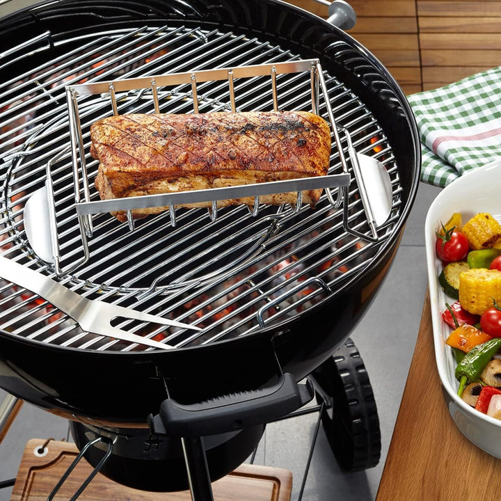 SGEFU Spare Rib Halter BBQ – Edelstahlhalter für 6 Rippchen | Als Bratenhalter nutzbar | Für Kugelgr