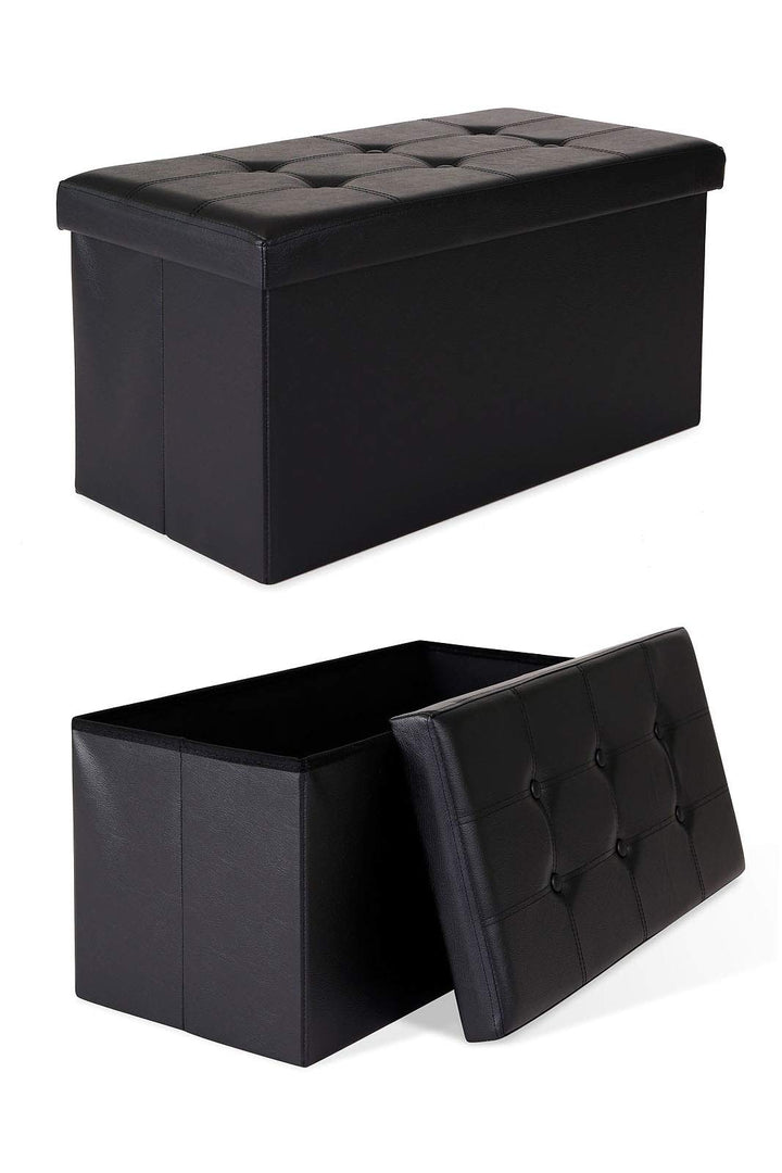 dibea Sitzhocker faltbar max 300 kg Kunstleder, 76x38x38 cm schwarz, 76x38x38 cm Schwarz
