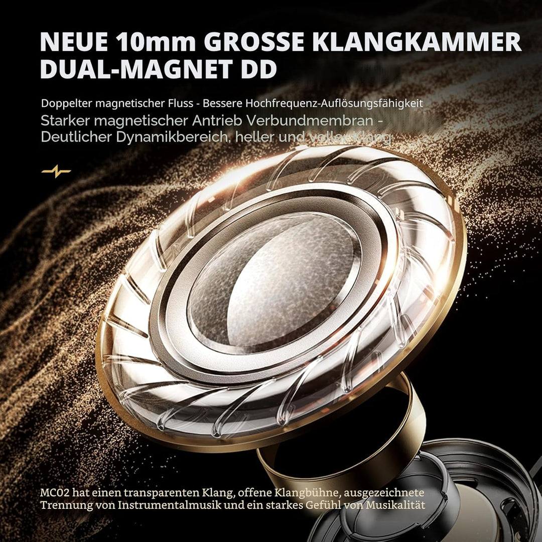 CCZ MC02 In Ear Monitor, In Ear Gaming Kopfhörer 10-mm-Dual-Magnet DD PET-Membran, IEM Kraftvoller B