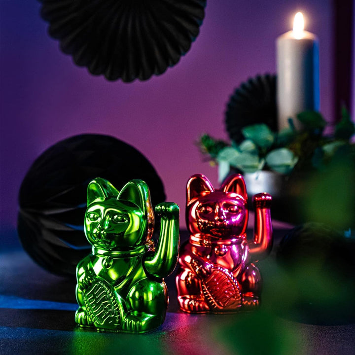 DONKEY Lucky Cat Festive Edition | Shiny Green - Grün glänzende Winkekatze mit der Bedeutung Besinnl