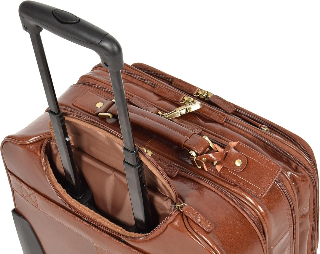 Echtes Kastanie Leder Pilotenkoffer Trolley Laptop Geschäft Reise Wochenende Kabine Tasche AL1