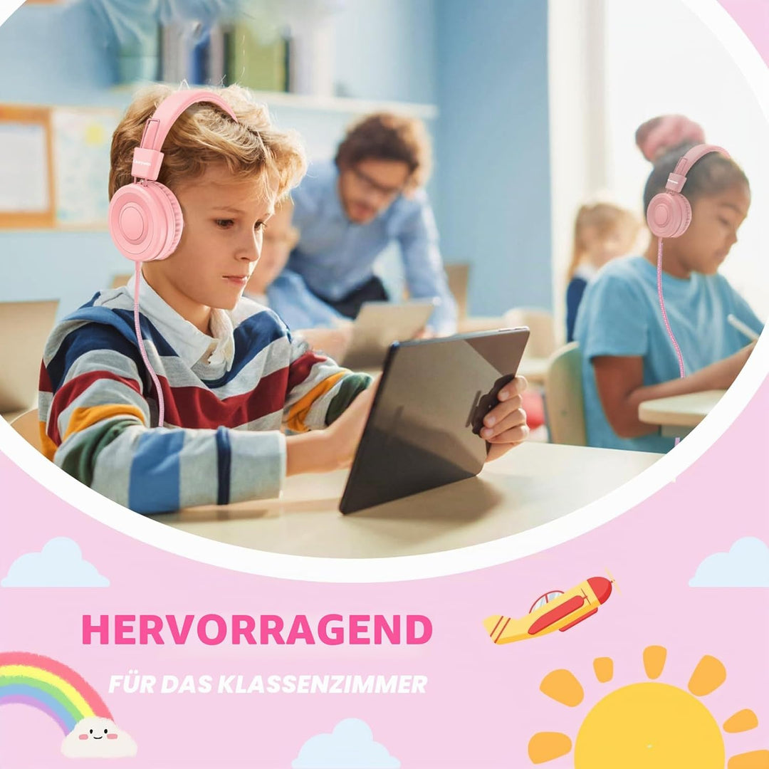 USB Typ C Kinderkopfhörer für die Schule,kabelgebundene Kleinkindkopfhörer,94dB Lautstärkebegrenzung