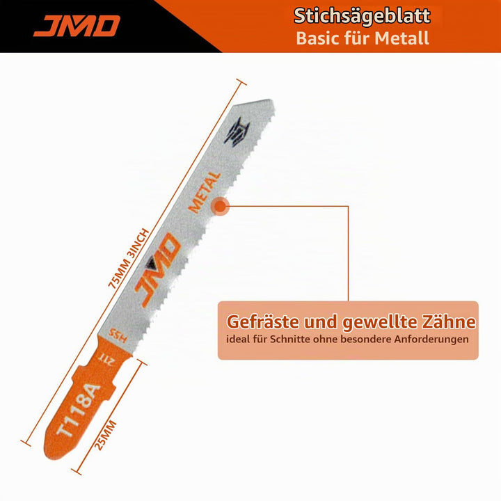 JMD 30 x T118A Stichsägeblatt Metall 75mm 21TPI Sägeblätter Stichsäge für Metall Zubehör Stichsäge,