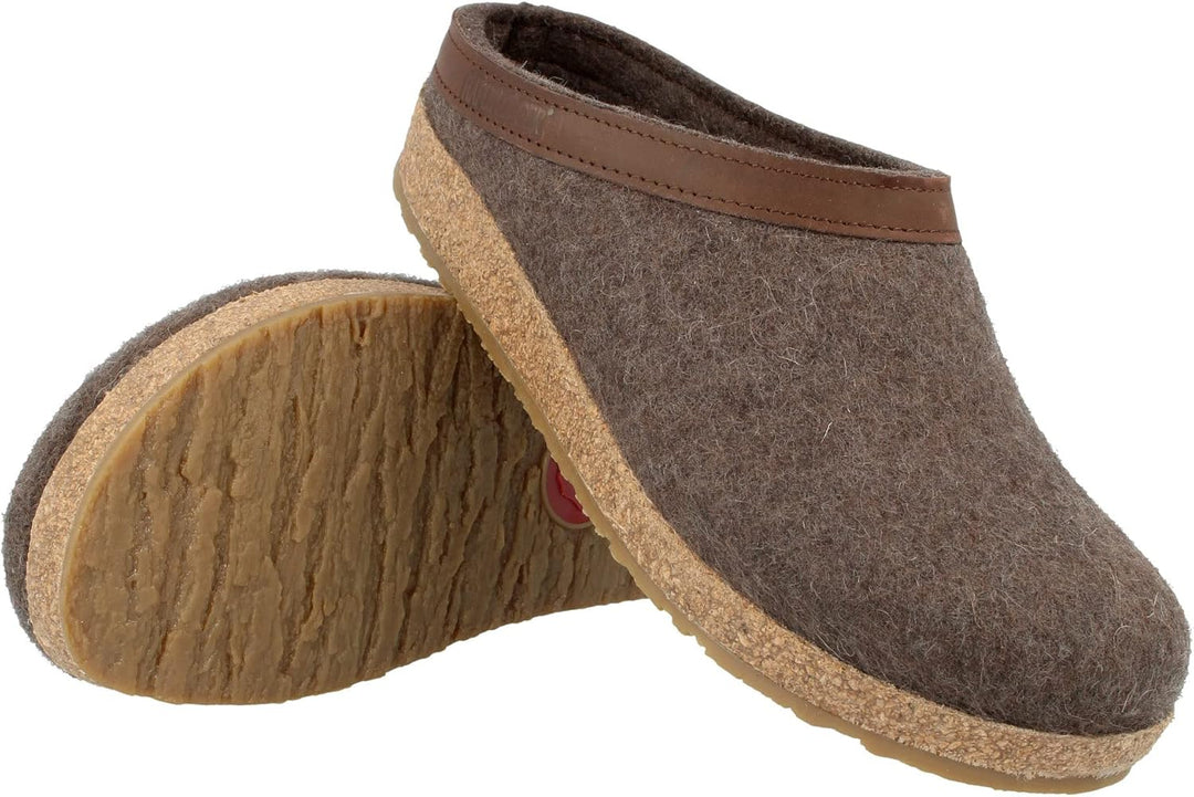 HAFLINGER 713001 Schuhe Damen Hausschuhe Pantoffeln Wolle Grizzly Torben 38 EU Braunmeliert, 38 EU B