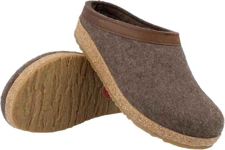 HAFLINGER 713001 Schuhe Damen Hausschuhe Pantoffeln Wolle Grizzly Torben 38 EU Braunmeliert, 38 EU B