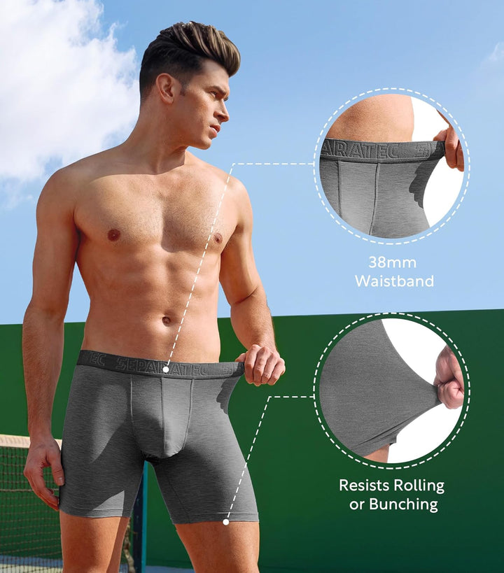 Separatec Herren Boxershorts 4er Pack Doppelbeutel Dual Pouch, Bambus Unterhosen Männer, Stretcken H