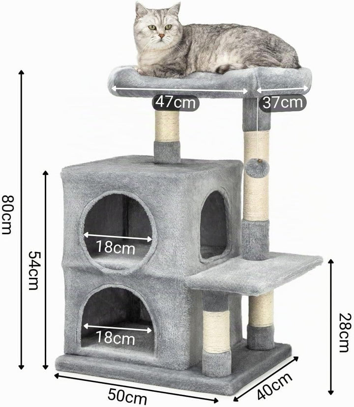 lionto Kratzbaum Kletterbaum Katzenkratzbaum Katzenbaum Höhe 80 cm, hellgrau, Hellgrau