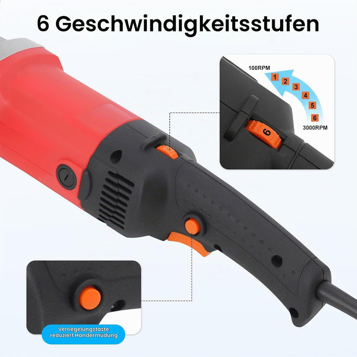 1580W Satiniermaschine mit Überlastschutz, 220V Bürstenschleifer Exzenterschleifer Poliermaschine, W