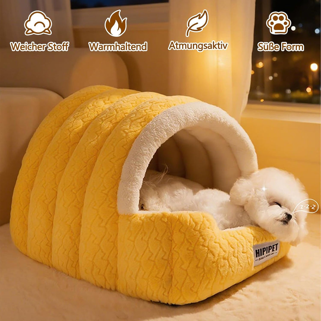 Galatée Hundebett, Weiches Katzenhöhlenbett Mit Abnehmbarem Kissen, Warmer Tierunterstand, Süsses Ka