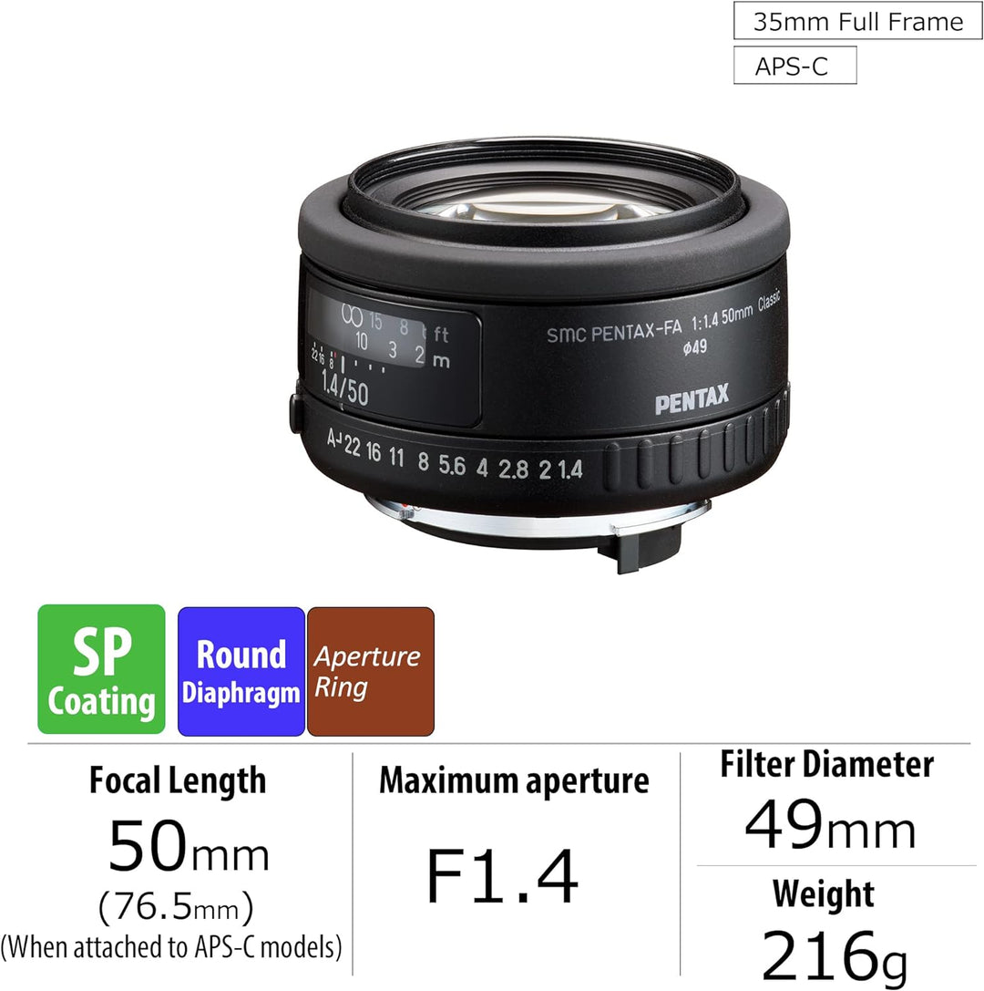 smc PENTAX-FA 50mmF1.4 Classic, Standardobjektiv zur Verwendung mit Spiegelreflexkameras mit K-Mount