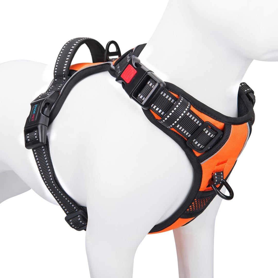 PHOEPET Hundegeschirr ohne Zug für kleine Hunde Reflektierende Weste mit verstellbarem Clip vorne mi