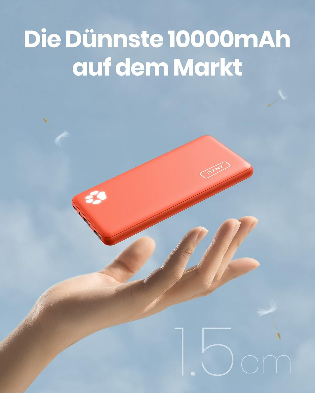 Power Bank, INIU Ultra Sottile & Leggero Powerbank 10000mAh Doppia Uscita 3A ad Alta Velocità, Porta