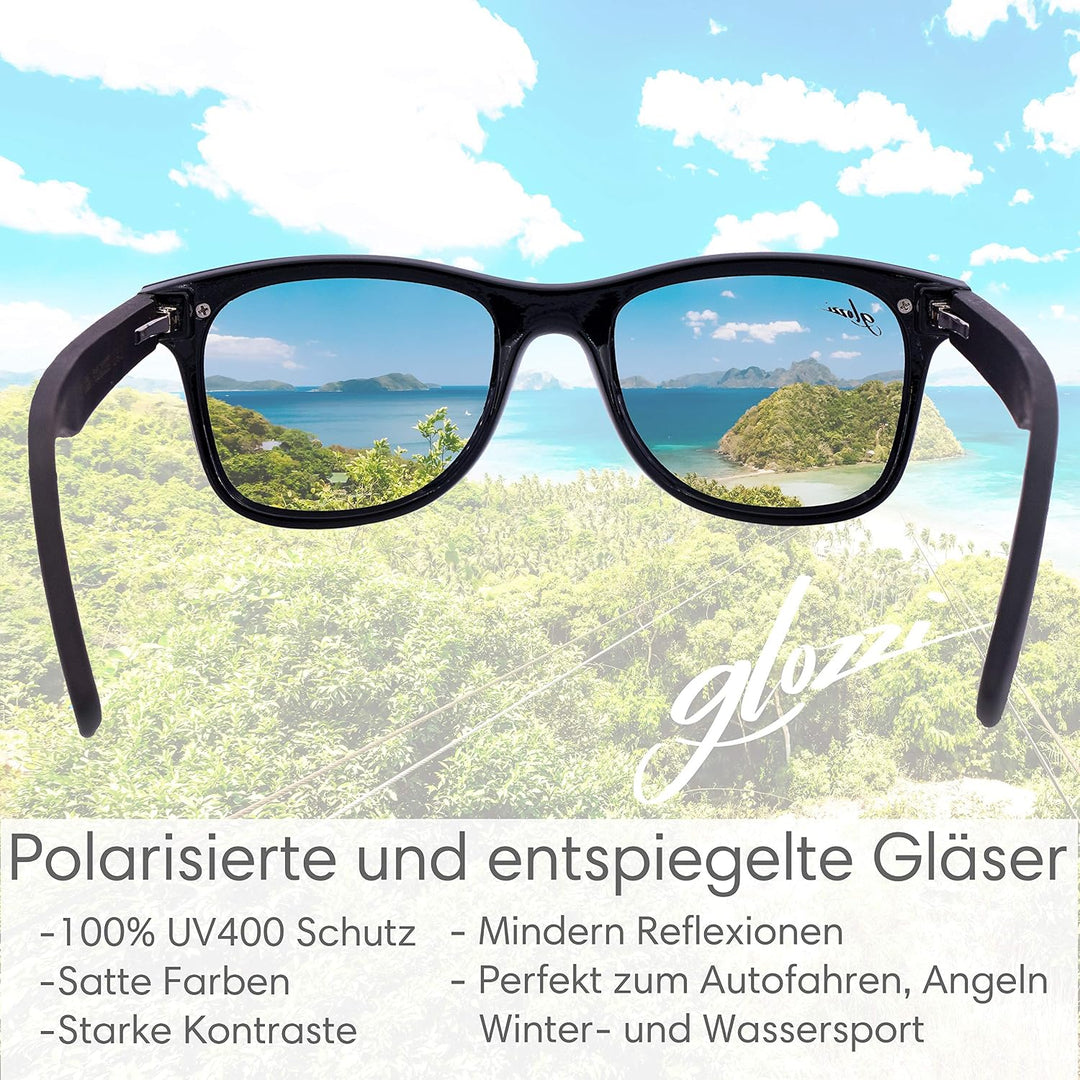 Sonnenbrille Herren und Damen Holz Polarisiert UV400 mit Holzbügeln und Brillenetui aus Kork Ebony B