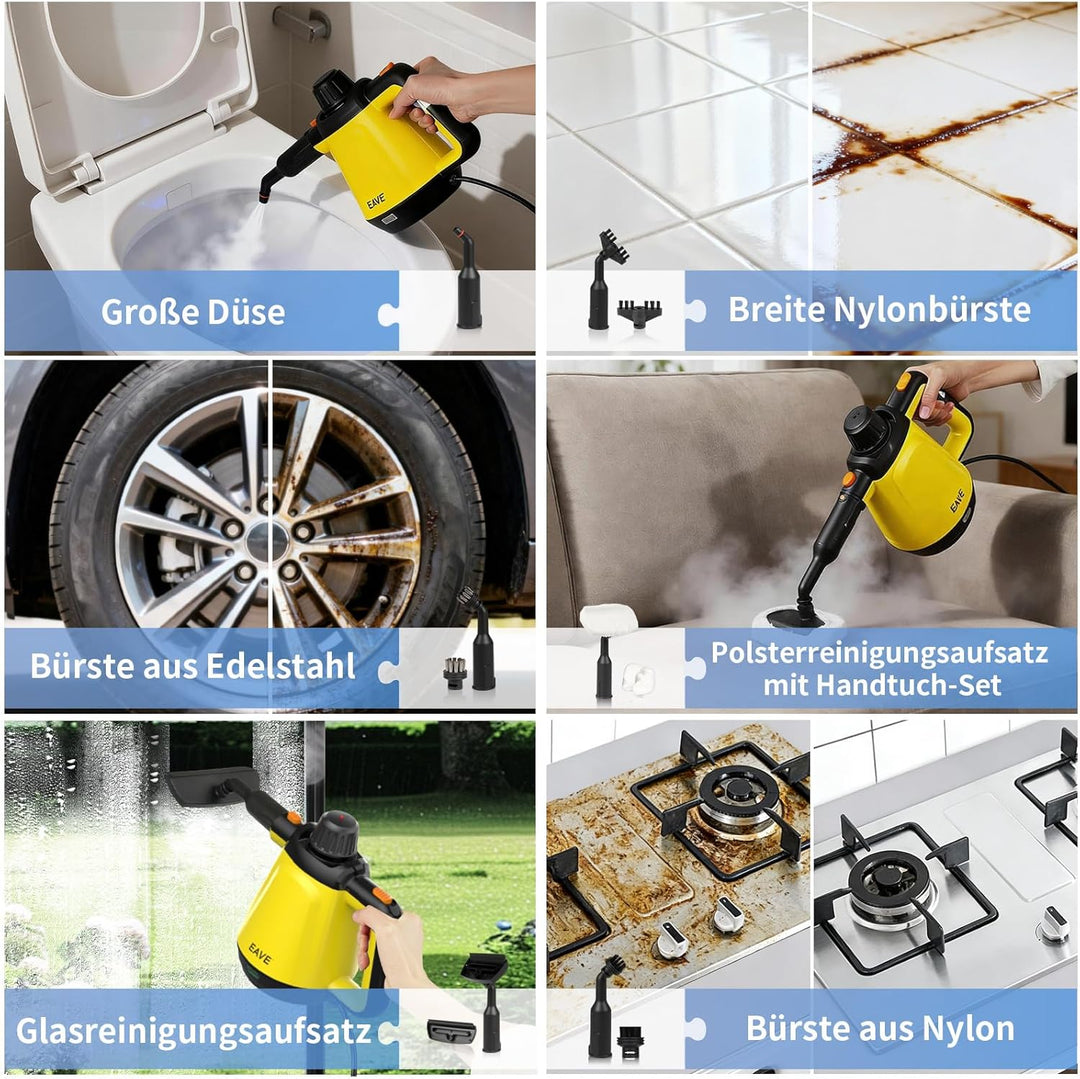 Multifunktionaler Dampfreiniger, Hand Dampfreiniger, 1200 W Handdampfer zum Reinigen mit 450 ml Wass