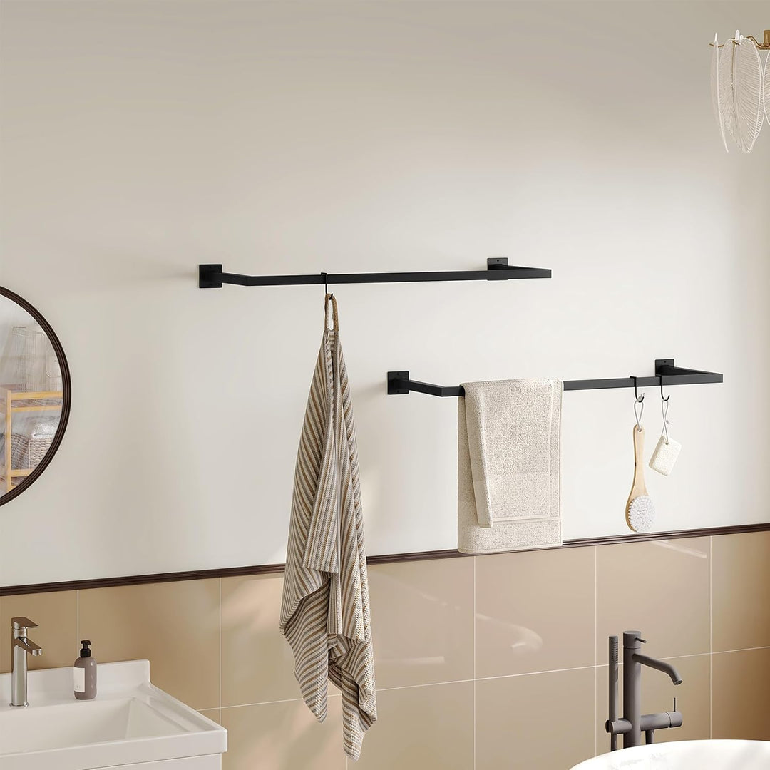 2er Set Kleiderstange Wand Rechteck, Garderobenstange Wandmontage, aus Industrierohr, platzsparend,
