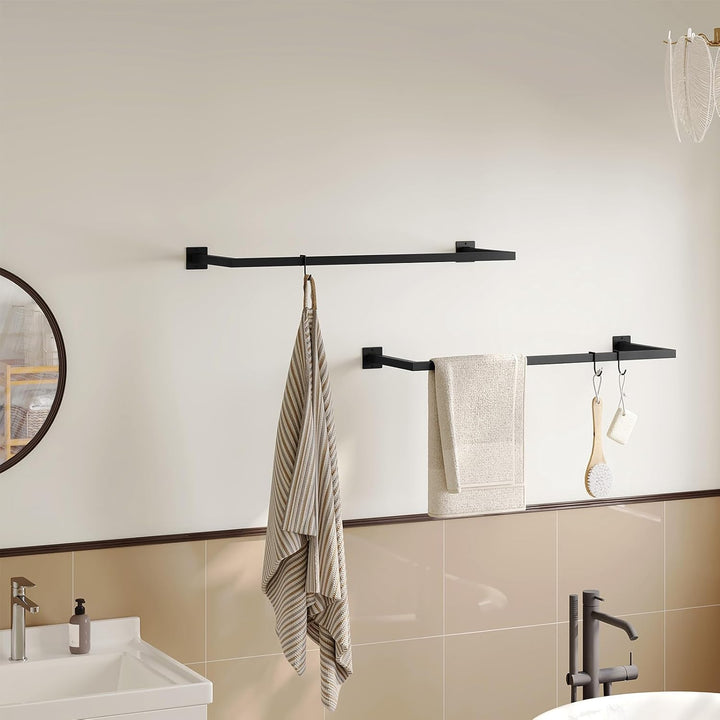 2er Set Kleiderstange Wand Rechteck, Garderobenstange Wandmontage, aus Industrierohr, platzsparend,