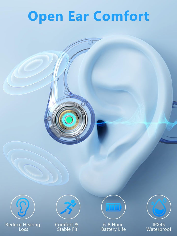 Ohuhu Knochenschall Kopfhörer Bluetooth 5.3, 29g Ultraleicht Open-Ear Kopfhörer mit 8 Std Akku, IPX4