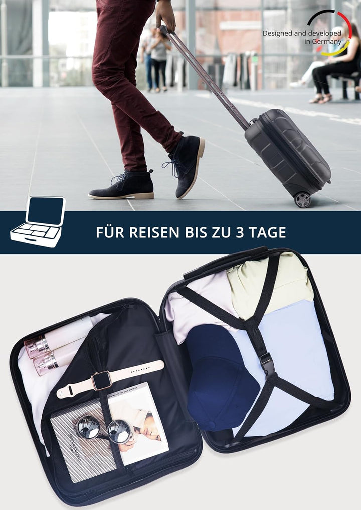suitline - Kleiner Koffer 45x36x20 cm, Easyjet Freigepäck Underseat Handgepäck, Bordgepäck Trolley l