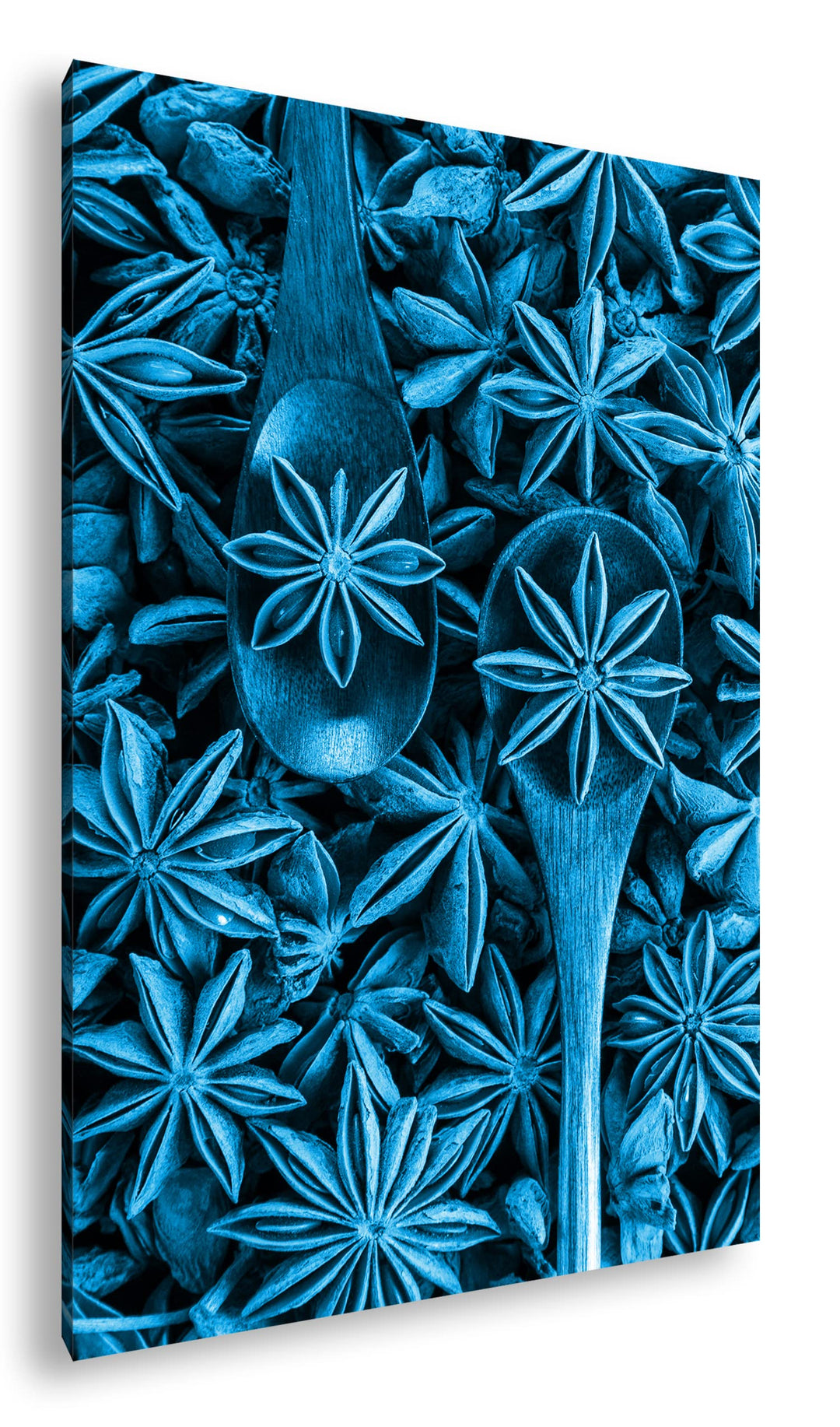 deyoli Gewürz Anise Format: 80x60 Effekt: Monocrome Blau als Leinwand, Motiv fertig gerahmt auf Echt