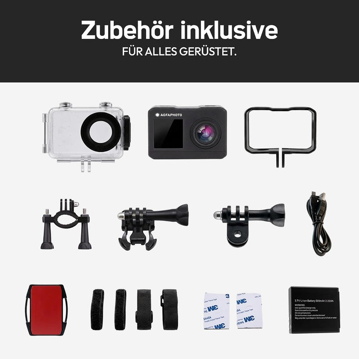 AgfaPhoto Photo Realimove AC7000 – Digital-Action-Kamera, wasserdicht 30 m (True 2,7 K, 16 MP, Dual-