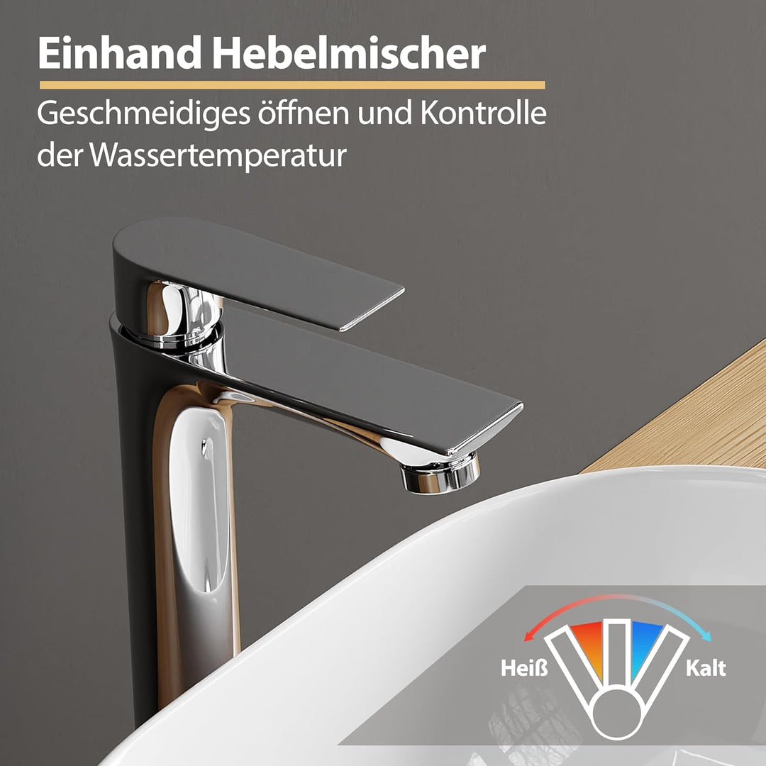 Planetmöbel Wasserhahn Bad-Mischbatterie, Waschtischarmatur mit Keramik Kartusche, Armatur für Wasch