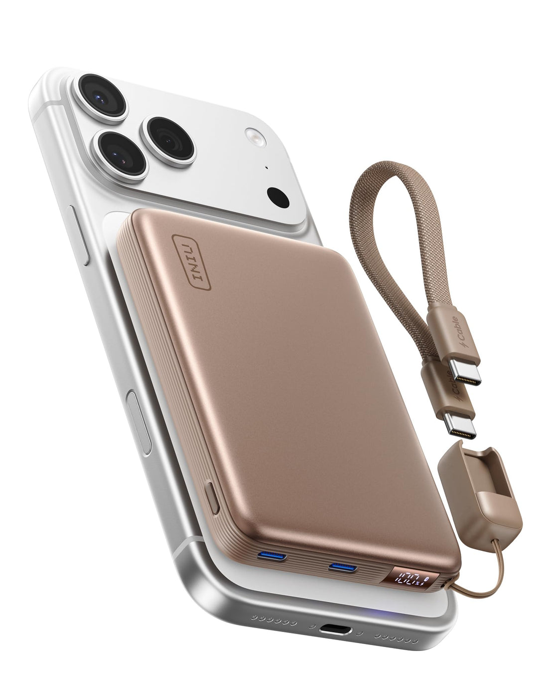 INIU for MagSafe Power Bank, Dünnste 10000mAh Qi2 25W Kabelloses &amp; 45W USB C Ultraschnelles Externe