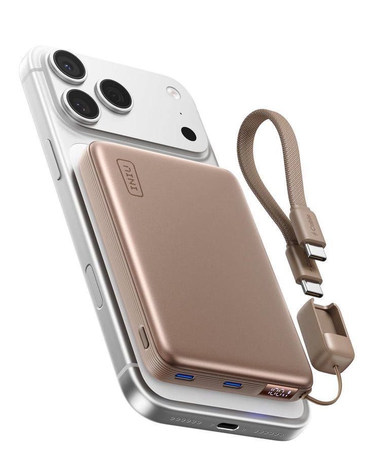INIU for MagSafe Power Bank, Dünnste 10000mAh Qi2 25W Kabelloses &amp; 45W USB C Ultraschnelles Externe
