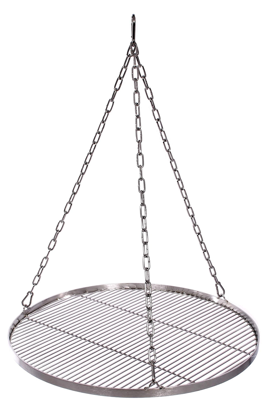 Grillrost 60 cm mit Kette Edelstahl für Schwenkgrill 3 Bein Grill Rost 10 mm Stababstand BBQ