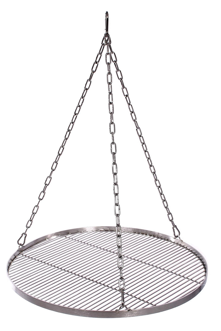 Grillrost 60 cm mit Kette Edelstahl für Schwenkgrill 3 Bein Grill Rost 10 mm Stababstand BBQ