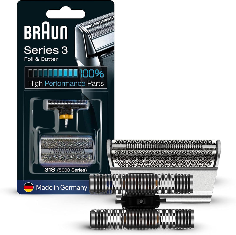 Braun Ersatzscherteil 31 S Silber, Kompatibel mit Series 3 Rasierern Scherkopf 31S, Scherkopf 31S