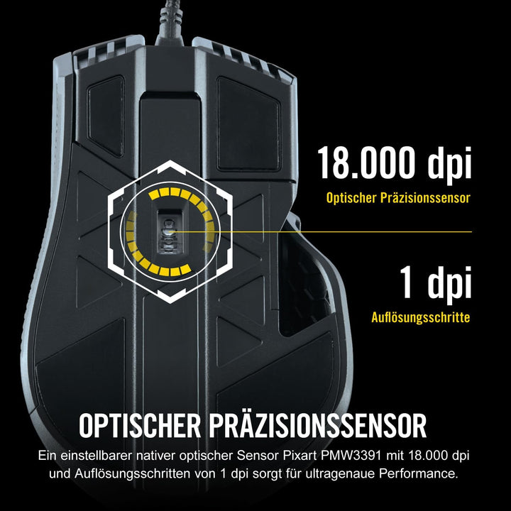 Corsair IRONCLAW RGB Wired FPS/MOBA Gaming Mouse - 18.000 DPI - 7 Programmierbare Tasten - Designed