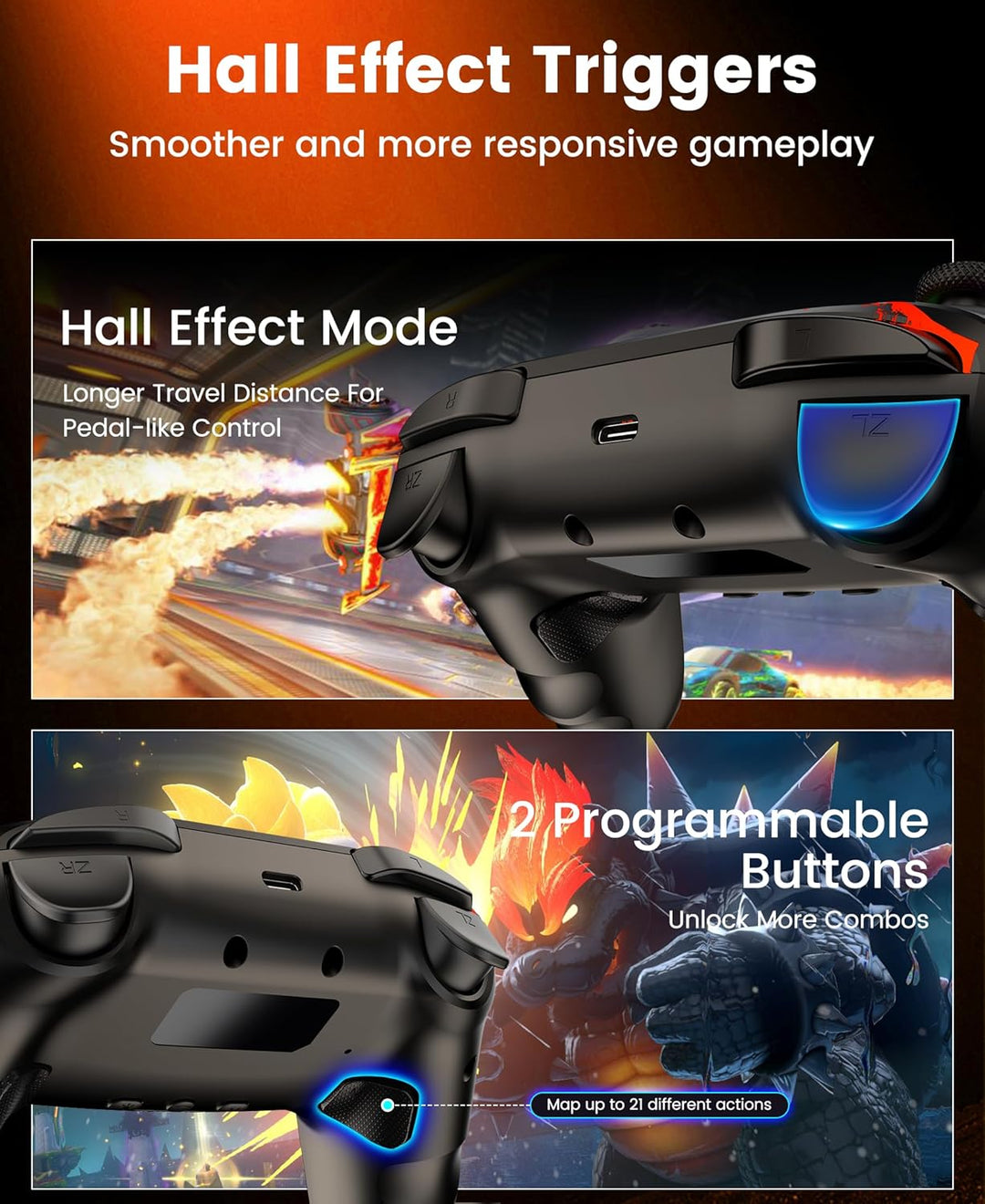 Switch 2 Controller für Switch/Switch OLED/Switch Lite,RGB Lichteffekte Pro Controller Wireless mit