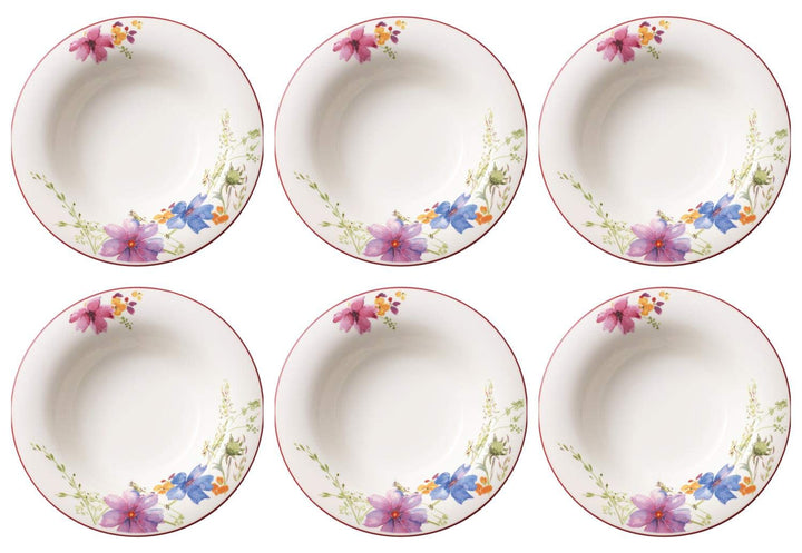 Villeroy &amp; Boch Mariefleur Basic Suppenteller 6er Set 23cm weiss bunt Porzellan