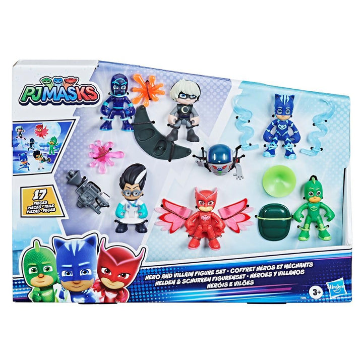 PJ Masks Hero and Villain Figure Set Preschool Toy, 7 Action Figures with 10 Accessories, Ages 3 and
