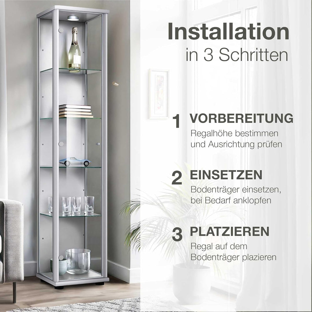 K-Möbel ESG Glasböden 4-er Set - Erweiterungsset für Glasvitrine 1083AL