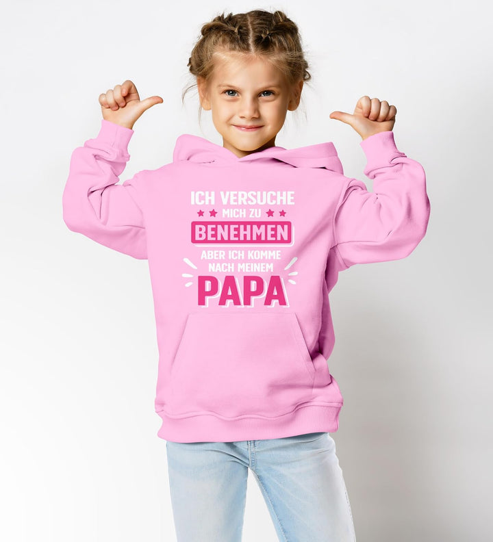 MoonWorks® Kinder Hoodie Mädchen Komme nach Meinem Papa Spruch Lustig Kapuzenpulli Bedruckt Benehmen