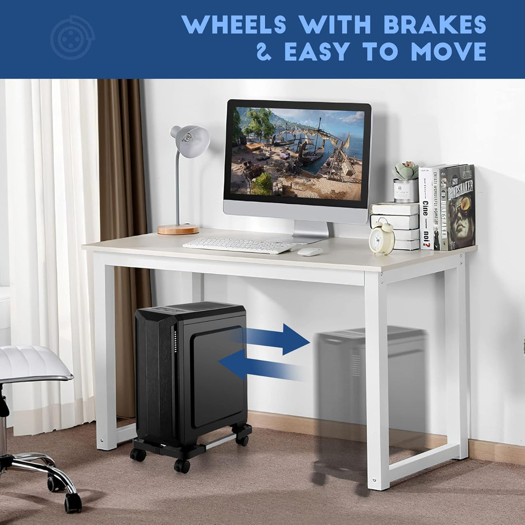 Hmseng PC Ständer für PC-Tower, Computer Desktop Ständer, Universal verstellbare CPU Ständer mit Rol