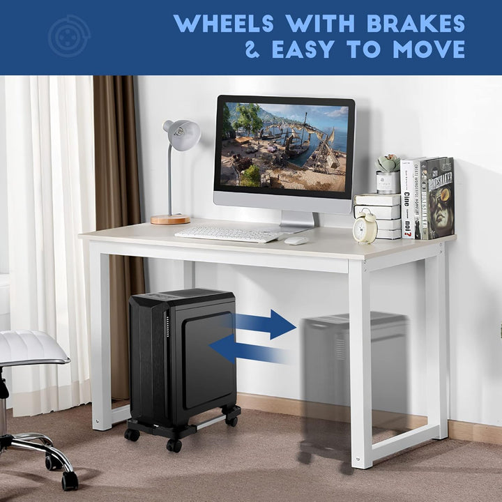 Hmseng PC Ständer für PC-Tower, Computer Desktop Ständer, Universal verstellbare CPU Ständer mit Rol