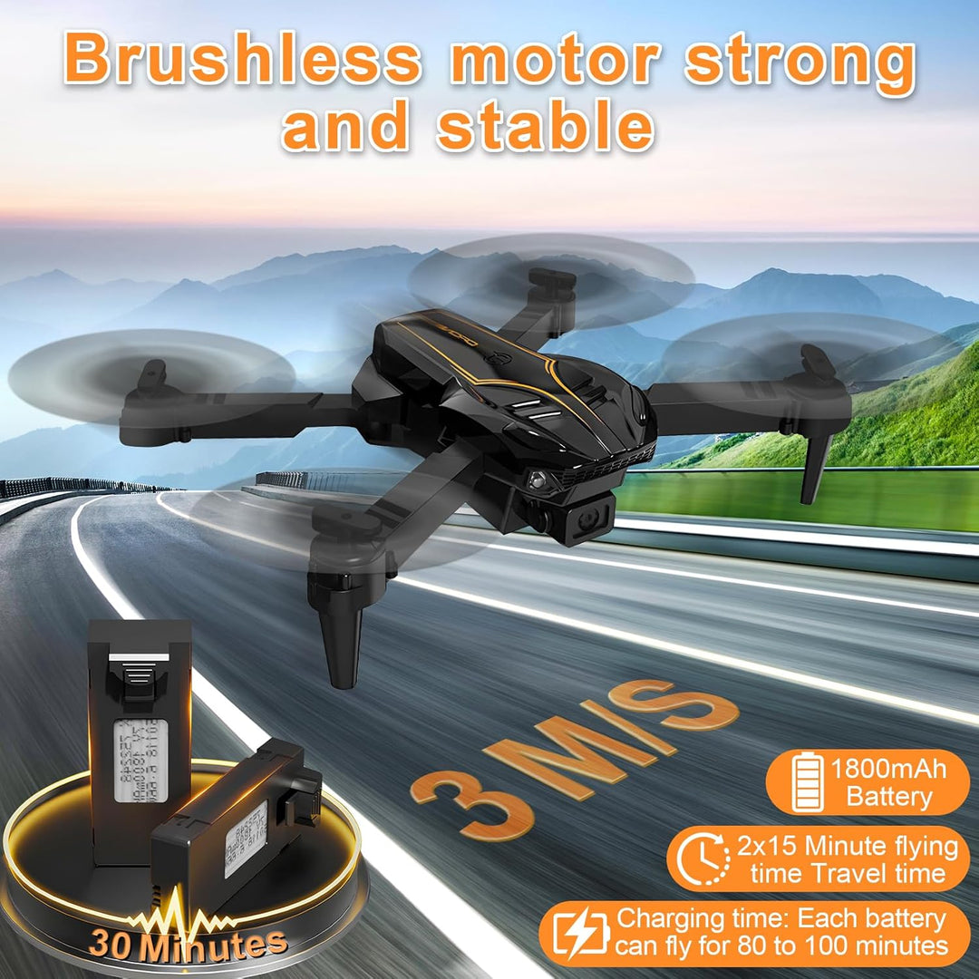 Reichweite faltbare Drohne mit Kamera für Anfänger – 60+ Min.Flugzeit,WiFi FPV Quadrocopter mit 4K H